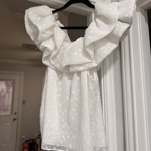 Misa Los Angeles White Ruffled Blouse